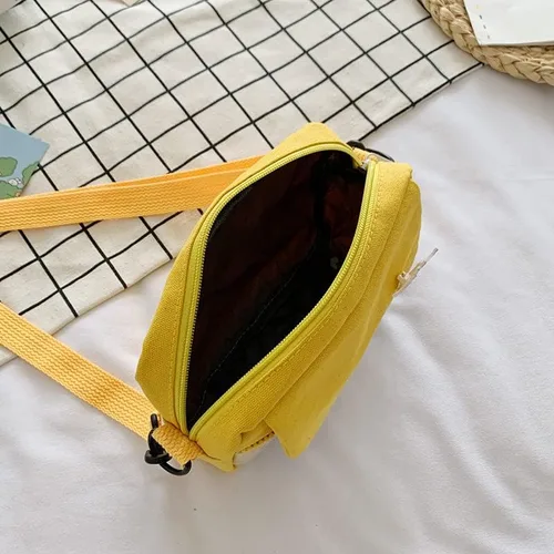 Vista 3 de Monedero de lona kawaii mini kawaii, lindo bolso cruzado para mujer, bolsa de mensajero para la escuela, Negro -, Bandolera