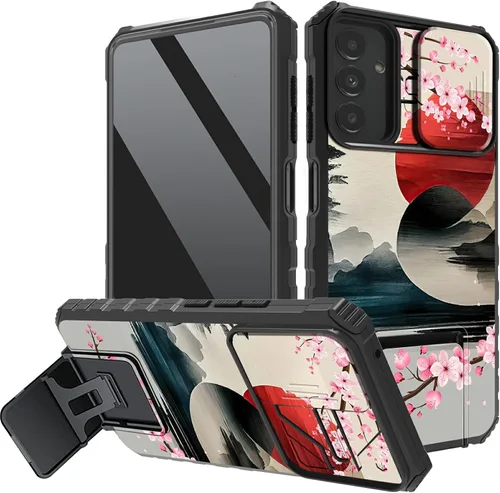 Vista 12 de Funda protectora para cámara Samsung Galaxy A14 5G, resistente y resistente con protección deslizante para lente deslizante, soporte integrado