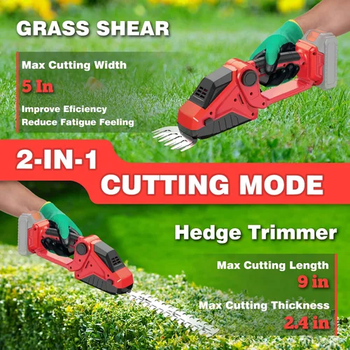 Vista 3 de Cortasetos inalámbrico para batería Milwaukee M18 (sin batería), mini tijeras de césped inalámbricas de 2200 RPM, cortasetos eléctrico de mano 2