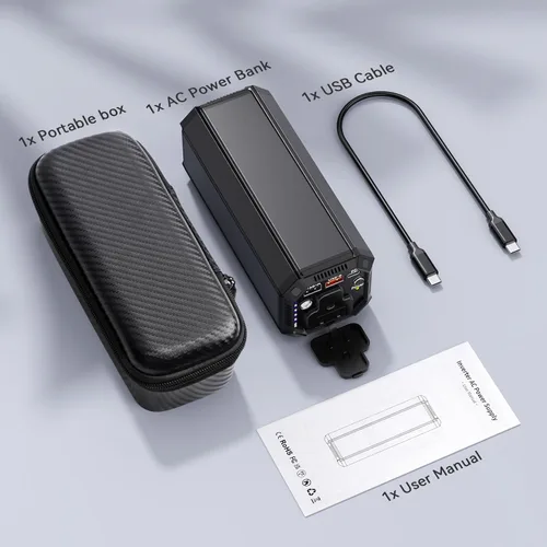 Vista 8 de Banco de Energía Portátil con Toma de Corriente AC, Cargador Portátil de 100W para Laptop, 98Wh/27000mAh de Alta Capacidad con Banco de Batería