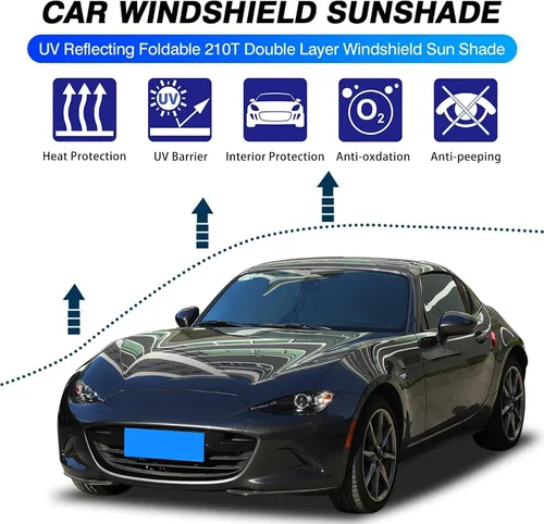 Vista 6 de Parasol para parabrisas original para Mazda MX-5 ND 2016 2017 2018 2019 2020 2021 2022 2023 protector reflectante para parabrisas de automóvil