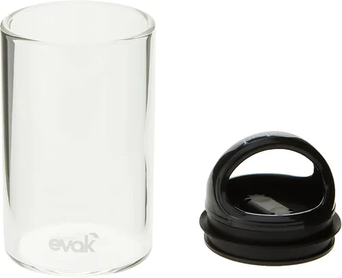 Vista 3 de Prepara evak vidrio contenedor de almacenamiento de alimentos con mango de tacto suave, color negro, tamaño grande, Negro Gloss Hyle