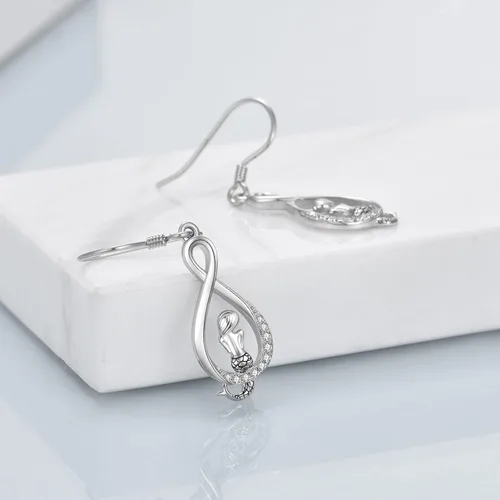 Vista 3 de TIGER RIDER Aretes colgantes de sirenadinosauriopagano para mujer, aretes de plata de ley 925, regalo de joyería para mujeres y niñas, regalos