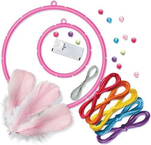 Vista 3 de 4M 404732 Kit de manualidades Create hanging room decor with 2 hoops, color & glow-in-the-dark beads, feathers and string for kids ages 5 and up