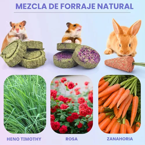 Vista 2 de KATUMO Juguetes masticables de conejo, golosinas naturales de heno Timothy