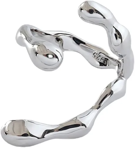 Vista 248 de Anillo de plata de ley 925, minimalista, ajustable, hecho a mano, para mujeres y niñas