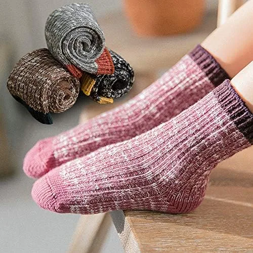Vista 3 de Calcetines para bebés y niñas 3 pares de calcetines de algodón de punto grueso y sin costuras gruesos cálidos sin costuras para niños calcetines