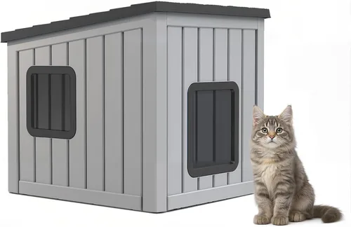 Vista 16 de VIXZEN Casa para gatos al aire libre resistente a la intemperie, diseño de mesa auxiliar multifuncional, casas para gatos con garra para gatos al