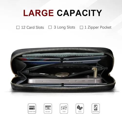 Vista 2 de Travelambo Cartera con borla plegable para mujer, bolso de mano con correa para la muñeca, bolso largo