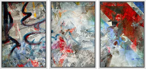 Vista 32 de wall26 Lienzo enmarcado para pared, juego de arte de acuarela pastel, paisaje rural, ilustraciones con formas abstractas, arte moderno, decorativo