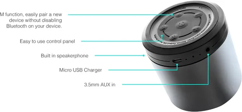Vista 6 de TruSound - Altavoz Bluetooth inalámbrico portátil, mini altavoz Bluetooth con micrófono, altavoz de subwoofer fuerte, altavoz portátil