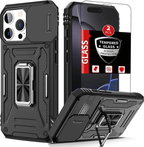 Vista 35 de Funda para iPhone 12 Pro Max con 2 protectores de pantalla, cubierta deslizante integrada para cámara para 12Pro Max, funda para teléfono
