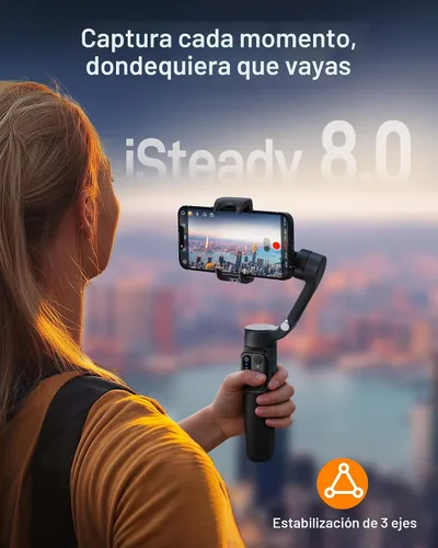 Vista 3 de Estabilizador de cardán iSteady X3 SE Plus de hohem para iPhone, cardán de teléfono de 3 ejes con control remoto desmontable, varilla extensible