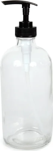 Vista 6 de Vivaplex - Botellas de vidrio transparente de 16 onzas con bombas de loción negra, paquete de 2