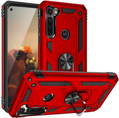 Vista 8 de TJS Funda compatible con Motorola Moto G Stylus 2020, resistente a los impactos, anillo de metal, soporte magnético, funda protectora (negro)