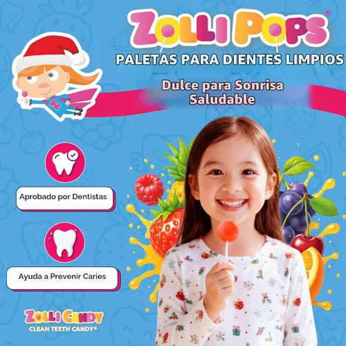 Vista 2 de Zollipops - Paquete variado navideño - Paletas Clean Teeth, 3.1 onzas