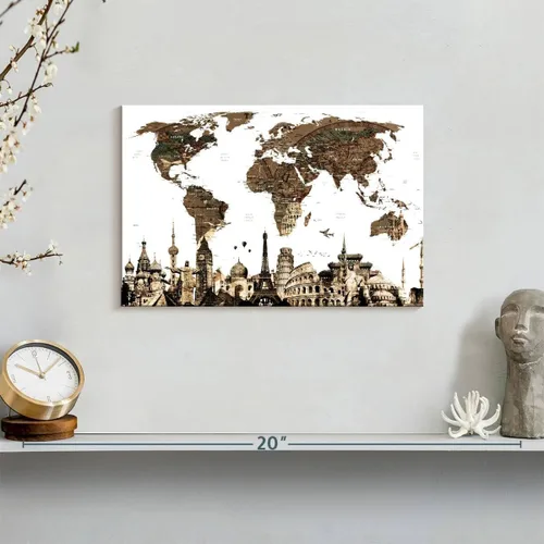 Vista 8 de ElephantStock Lienzo antiguo con mapa del mundo, 1 panel, decoración de mapa, decoración de pared impresa, mapas del mundo de arte digital para Mapa