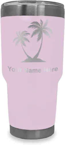 Vista 18 de LaserGram Vaso aislado al vacío de 20 onzas, palmeras, grabado personalizado incluido (negro)