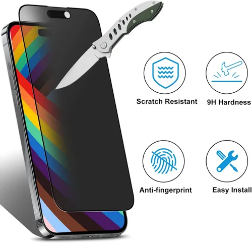 Vista 5 de Mothca Protector de pantalla mate de privacidad para iPhone 14 Pro Max de 6.7 pulgadas con pegatina de alineación, vidrio templado antiespía