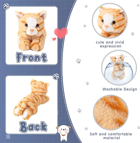 Vista 3 de 3 piezas de peluche de gato de 9 pulgadas, regalo para baby shower, regalos de fiesta, lindos juguetes de peluche para gatos pequeños, suministros