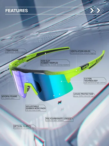 Vista 3 de KAPVOE Gafas de sol polarizadas para ciclismo y deportes, para hombres y mujeres, UV400 MTB para bicicleta de montaña con 3 lentes K75