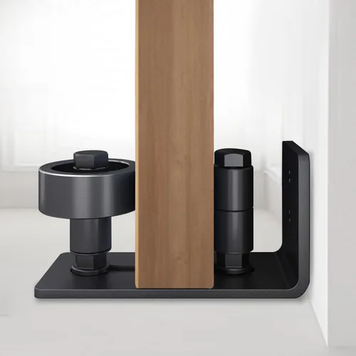 Vista 7 de Yahpetes Guía de piso ajustable para puerta corredera, color negro, 2 piezas