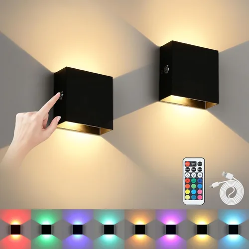Vista 10 de Lightess Juego de 2 apliques de pared recargables con interruptor táctil, luces de pared interior regulables alimentadas por batería para pasillo