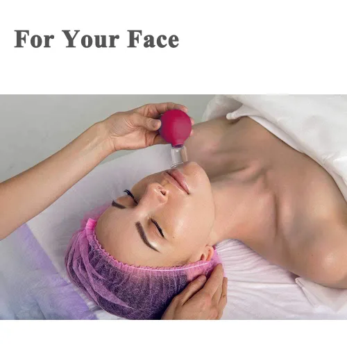 Vista 2 de FeelFree Sport Juego de ventosas faciales de vidrio, 4 piezas de silicona con succión al vacío, tazas de masaje facial anticelulitis