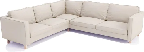 Vista 7 de Funda de sofá de esquina de poliéster Karlstad (2+3/3+2) de repuesto, hecha a medida para IKEA Karlstad seccional de repuesto (poliéster beige)