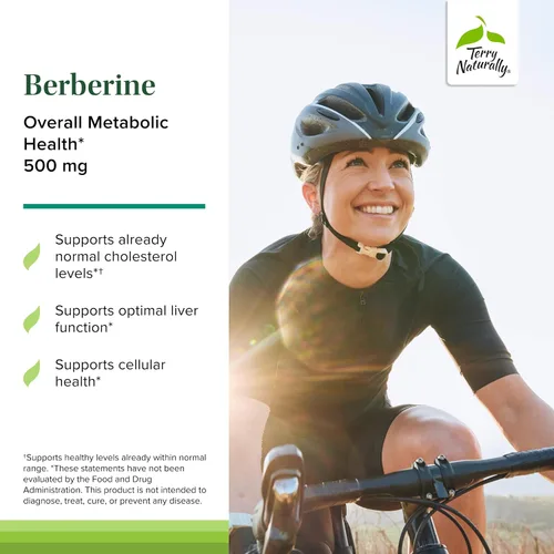 Vista 3 de Terry Naturally Berberina - Suplemento dietético con berberina - Suplemento de salud hepática para apoyo al metabolismo - Apoyo a la salud articular