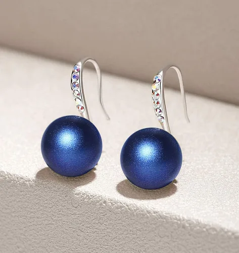 Vista 2 de Aretes colgantes hechos con perlas de cristal de Swarovski, regalos para mujer, multicolor, tono plateado