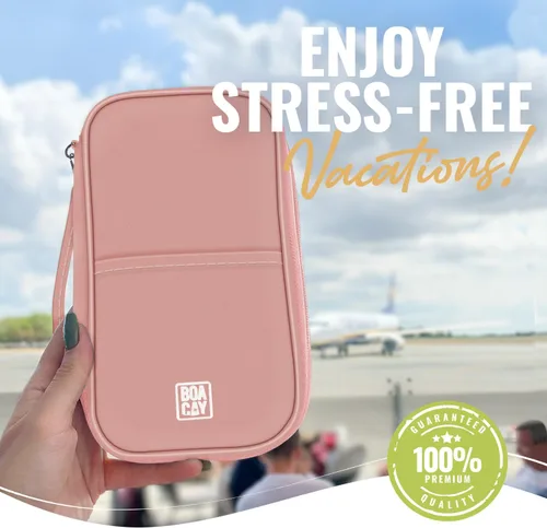 Vista 7 de Organizador de documentos de viaje, soporte para pasaporte familiar, billetera premium para mujeres y hombres, funda portátil y plegable