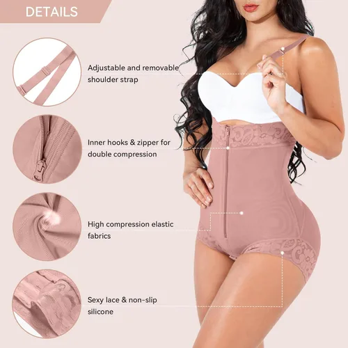 Vista 12 de Fajas moldeadoras para mujer con control de abdomen, moldeador de cuerpo, levantador de glúteos, ropa de compresión con busto abierto