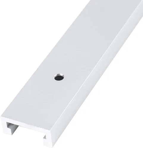 Vista 8 de Pista universal en T de aleación de aluminio de 15.74 pulgadas/15.748 in, pista de ranura en T de doble corte con agujeros de montaje preperforados