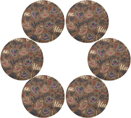 Vista 3 de Cowboy New Year Place mat Round placemats for Dining Table Set of 4 15x15 in manteles redondos para mesa