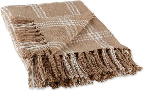 Vista 11 de DII Modern Farmhouse Plaid Collection - Manta de algodón con flecos, 50 x 60 pulgadas, color blanco/verde antiguo
