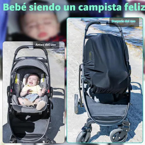 Vista 4 de Parasol para cochecito de bebé, cubierta para asiento de automóvil, parasol para cochecito de bebé, sombra oscura, corte de sombra 96% de rayos UV