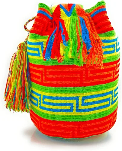 Vista 2 de Bolsos Colombianos, Mochila Wayuu, 100% Original Algodón Colombiano Bolsa de Cubo hecho a mano. (DESING)
