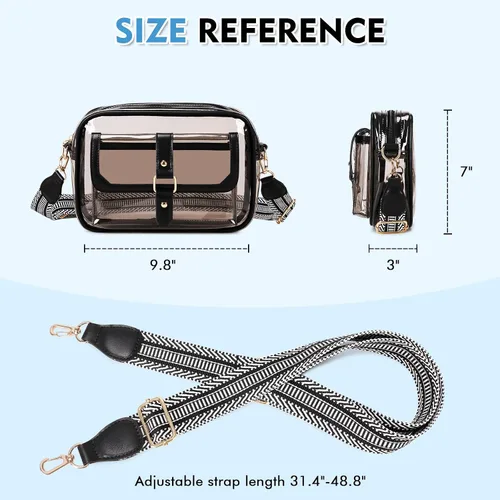 Vista 8 de PIG PIG GIRL Bolsa transparente para eventos de estadio, bolsos transparentes para mujeres, bolso cruzado pequeño para conciertos, eventos