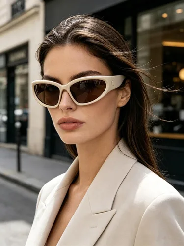 Vista 2 de ADE WU Gafas de sol envolventes de moda para mujeres y hombres Marco beige/lente marrón