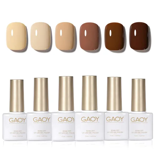 Vista 13 de GAOY - Juego de 6 esmaltes de uñas en gel de color rojo borgoña, incluido el kit de esmaltes en gel de color rojo vino cereza oscuro con luz