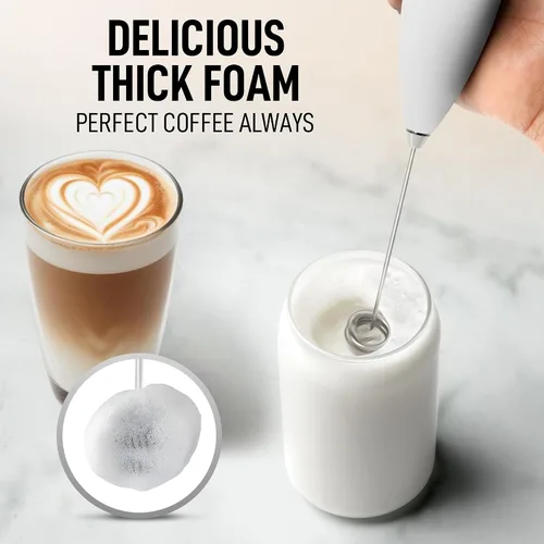 Vista 442 de Zulay Milk Boss Espumador de leche potente manual, hace espuma para latte, batidor para mezclar bebidas, café, miniespumador para capuchino, frappé