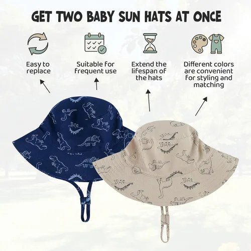 Vista 3 de Durio Sombrero para el sol para bebé, sombrero de playa de verano, UPF 50+, protección solar, sombreros para niños, regalos para niños y niñas
