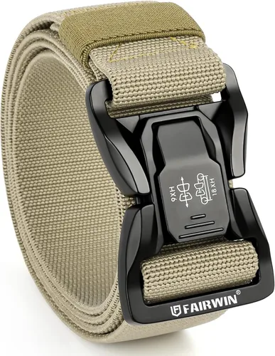 Vista 7 de FAIRWIN Men Belt,Quick Release Tactical Belt, Military Work Stretch Nylon Web Belt for Men