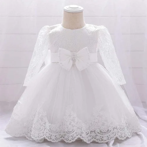 Vista 2 de 6-24 meses - Vestido de fiesta de boda con lazo grande para niña