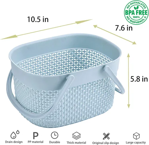 Vista 5 de rejomiik - Cesta portátil para ducha, organizador de plástico con asas, bolsa de aseo para baño, artículos esenciales para dormitorio universitario