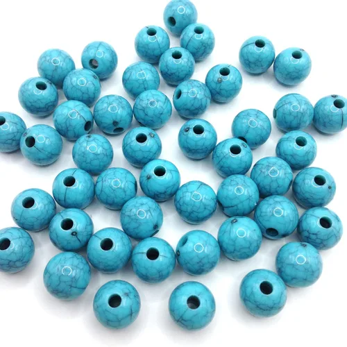 Vista 5 de 50 cuentas sueltas redondas y sueltas de 0.551 pulgadas (0.551 in), cuentas espaciadoras para manualidades, collares, pulseras y joyería, color azul