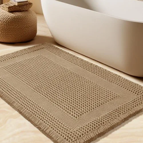 Vista 17 de Tapete de baño con diseño de gofre, moderno, bohemio, absorbente, antideslizante, ultrasuave, lavable a máquina, con letra de baño, dormitorio
