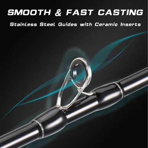 Vista 4 de Sougayilang Baitcaster Combo for Freshwater and Inshore, 2 Piece 30Ton+24Ton Graphite Fishing Rod with SuperPolymer Handle, 7.0:1 Gear Ratio