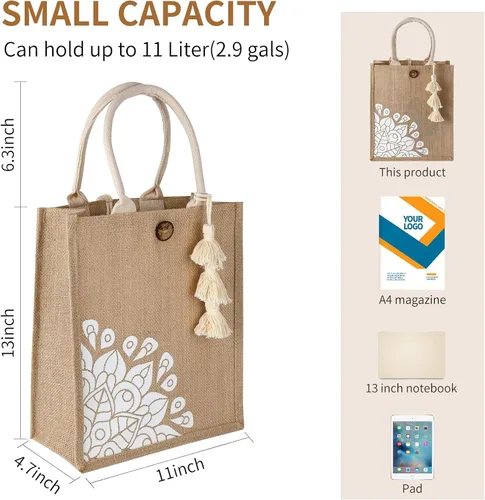 Vista 4 de itgowisa Bolsas de playa para mujer, lindas bolsas de yute reutilizables a la moda para playa, compras, viajes, regalo (grande y pequeña)